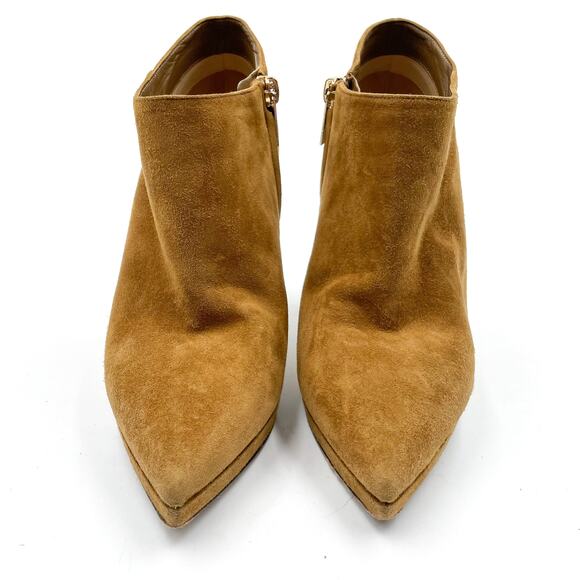 Jimmy Choo Lindsey Booties Suede Ankle Tan Stiletto Heels Pointed Toe Sz 38 / 8 - Picture 7 of 12